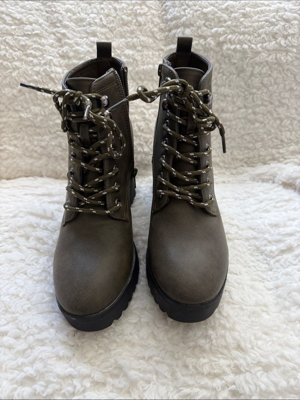 Seven Women's Olive Lace-Up Combat Boots